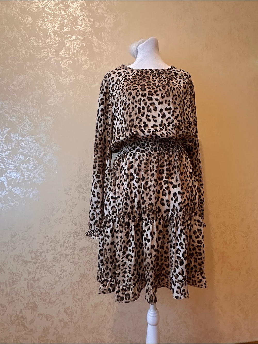 Emma & Michele Leopard Print Dress in Beige, Black & Brown